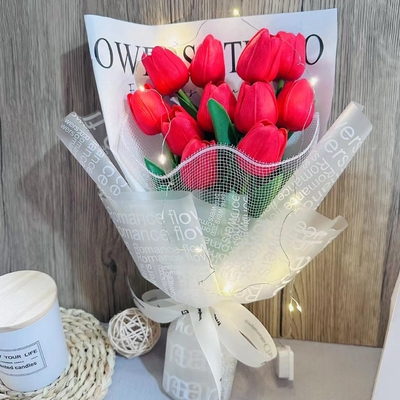 Good price Christmas rose and tulip artificial flower bouquet confession birthday gift manufacturer wholesale bouquet gifts online
