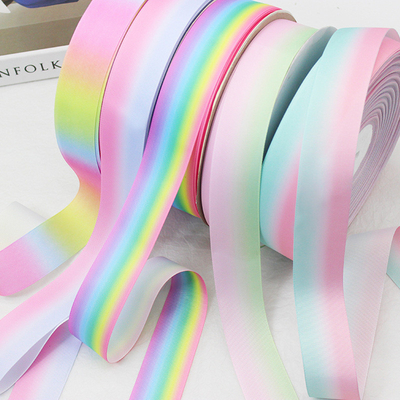 Good price Gradient Rainbow Ribbed Ribbon Heat Transfer Printing DIY Bow Headband Gift Box Packaging Auxiliary Material Ribbon for Hair Accessories online