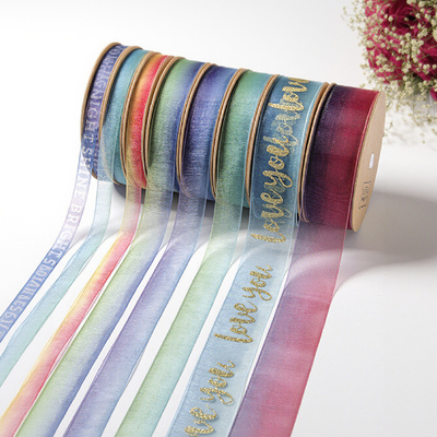 DIY Webbing Ribbon 2.5cm Roll in Solid Color Snow Gauze for Dyeing and Gift Decoration