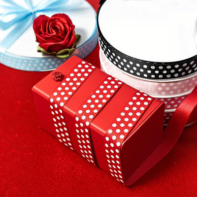 DIY Hair Accessories Must-Have Double Sided Polka Dot Ribbon in Polyester Printed with Luo Ribbed for Bow and Clothing