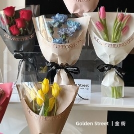 Good price Hot Stamping Transparent Valentine's Day Floral Flower Wrapping Paper in Many Colors online