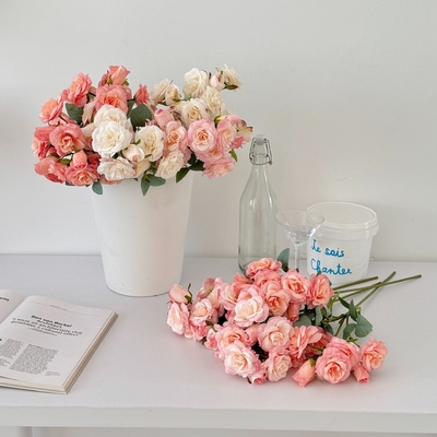 Good price Simulation of 6 hibiscus and rose bouquets, European retro home decor, living room decoration, wedding decorations, hand-held flowers Bundle fake flowers online