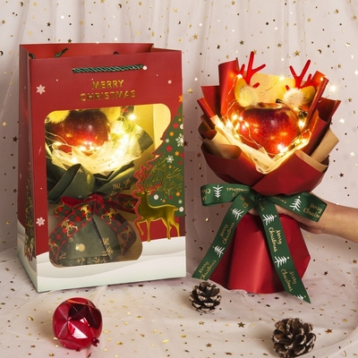 Good price Creative Christmas gift: A bouquet of peace apples, diy materials, apple flowers, and a Christmas reindeer bouquet for your girlfriend online