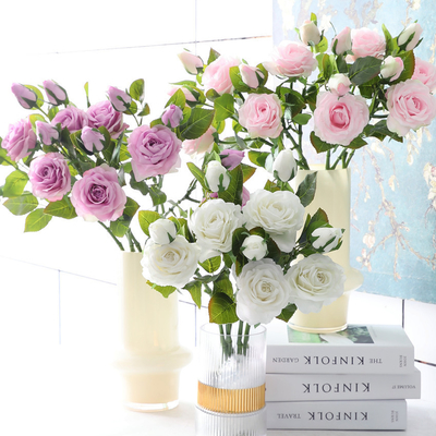 Good price Simulated Flower Texture Moisturizing Rose Fake Flower Home Decoration Wedding Rose 2 Head Texture Anna Rose online