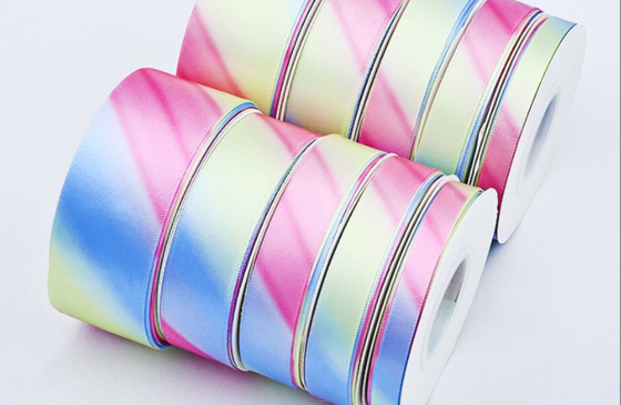 Customized Colors Gradient Rainbow Ribbon 4cm x 10m for DIY Handmade Materials and Flower Packaging