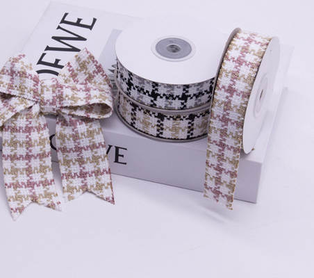 Eco-Friendly 4cm Waffle Woolen Woven Belt DIY Small Fragrant Style Qianniao Grid Hair Accessory Bow Woven Belt