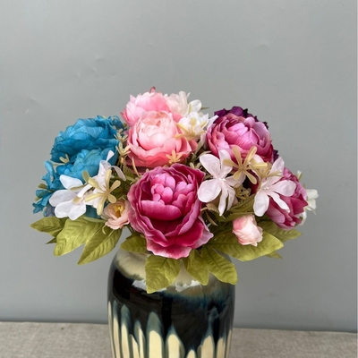 Simulated Heavenly Fragrance Peony Bouquet Fake Flowers Peach Fragrance Plastic Wedding Roses Home Flower Arrangement Living Room Decoration