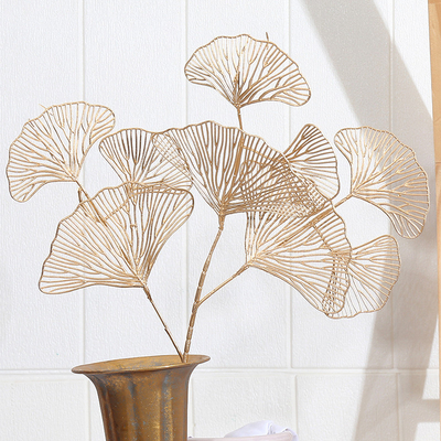Good price New Year's Ginkgo Leaf Bouquet Golden Interior Decoration Leaves Silk Flowers Tianjin Manufacturer Customized Processing Fake Flowers online