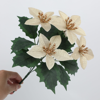 Cross border simulation of poinsettia Christmas decoration, wedding gifts, fake flower bouquets, DIY ornaments, simulated flowers