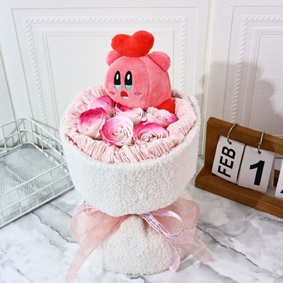 Good price Cartoon dolls, rose bouquets, soap flowers, Qixi Festival, Star Kirby dolls, flower bouquets, soap bouquets online