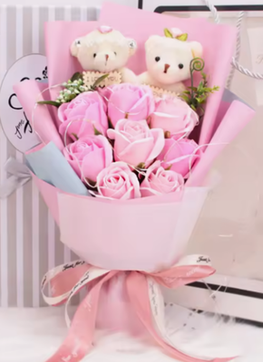 Good price Soap Rose Bouquet Gift Box Soap Artificial Flower with Bear and Led Birthday Valentine Wedding Gift online