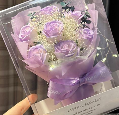 Good price Mini Flower Bouquet Valentine's Day Ice Blue Rose Soap Flower Bouquet Full of Star Dried Flowers for Girlfriend Wife Gift online