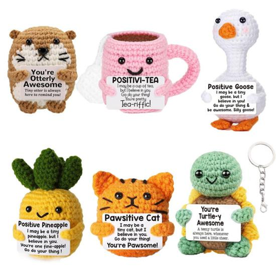 Good price Handmade Cotton Crochet Positive Animal Doll, Inspirational Emotional Support Gift for All Occasions online