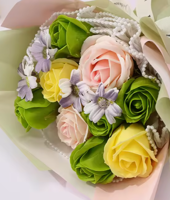 Good price Mini Eco-Friendly High Quality Rose Bouquet Soap Flowers Christmas Wall Decor New Design Artificial Immortalized Decorative online