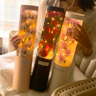 Good price New Arrival Valentine's Day Gift Realistic Rose Soap Flowers Hug Bucket Birthday Gift With LED Lights 9-Stem Soap Rose Bouquet online