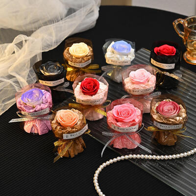 Good price Handmade Mini Soap Rose Bouquet Dried Flower Gift Model HBL006 Wool Foam Linen Soap Flower for Wedding Valentine Corporate Holiday Decor online