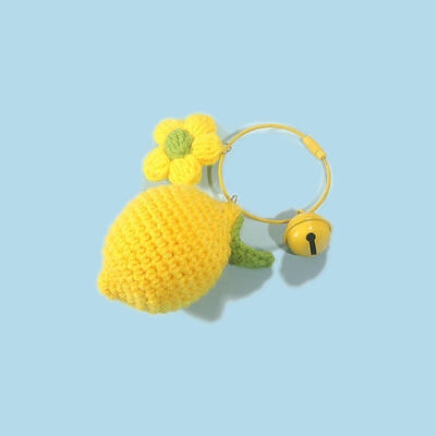 Good price Cute Mini Lemon Style Keychain Knitted Crochet Wool Thread Keychain Handmade Fashionable Bag Accessory online