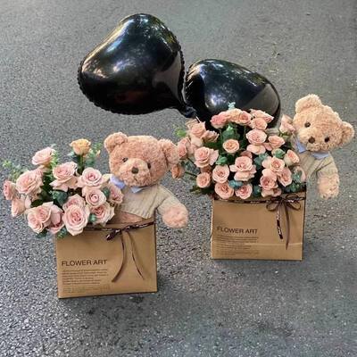 Good price Guaranteed Quality Unique Rose Soap Flower Gift Box Bouquet With Teddy Bear Dried Flower Round Shape For Valentine Christmas Birthday Wedding Holiday Decor Model online