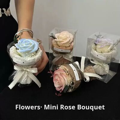 Good price Mini Soap Flower Bouquet Rose Eternal Flower Gift Dried Flowers Souvenir Best Friend Birthday Ornament China Clear Plastic Box online