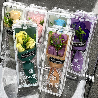 Good price Handmade Artificial Soap Rose Mini Bouquet Clear Gift Box Modern Scented Washable Waterproof Soap Flower For Mother's Day Wedding Valentine Christmas Model online