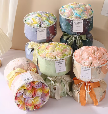 Good price Artificial Soap Flower Bouquet Luxurious Handmade Eco-friendly Rose Bear Soap Gift Box Pink Rose Mother's Day Valentine's Day online