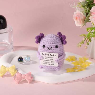 Good price Emotional Support Purple Positive Axolotl Crochet Mini Stuffed Animal Toy Cute Inspirational for Uplifting Knitted Doll Gift online