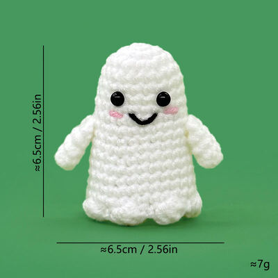 Good price Wholesale OEM Custom Halloween Crochet Ghost Doll Handmade Knitted Positive Ghost Amigurumi With Witch Hat & Funny Message Card online
