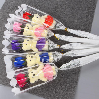 Good price Single Bear Rose Flower Soap Flower Creative Christmas/Mother's Day Promotion Teddy Bear Soap Bouquet Flowers online