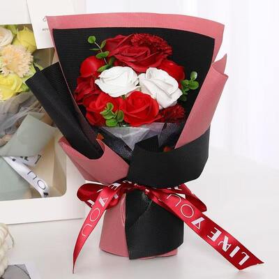 Good price Wholesale 11 Heads Artificial Rose Carnation Soap Flower Bouquet for Mother's Day & Valentine's Day Gift online