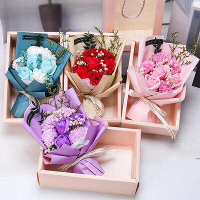 Good price Promotional Artificial Soap Flower Mother's Day Valentine's Day Gift Bouquet Pink Rose Handmade Soap Gift Box Flowers online