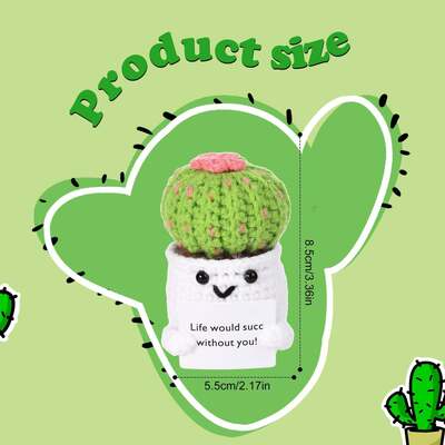 Good price Positive Cactus Crochet Super Soft Plush Encourage Potato Card Plant Pot Funny Life Crochet Doll Stress Relief Gift Decoration online