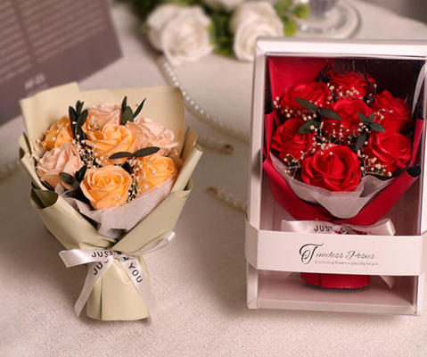 Good price Valentine's Day Gifts Soap Flower Bouquet Birthday Friends Gift Rose Flowers with Box 17cm online