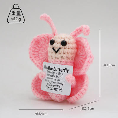 Good price Positive Butterfly Crochet Cute Creative Funny Doll Toy Knitting Birthday Gifts for Christmas Party Decor Ornaments online