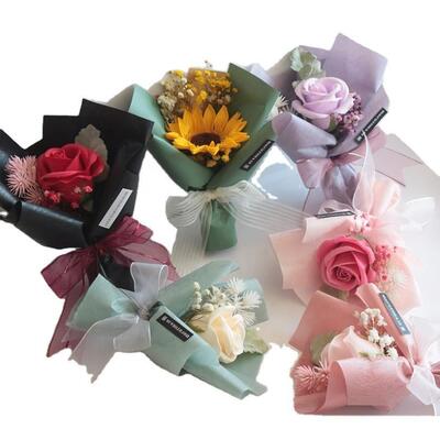 Good price Event Gifts Rose Carnation Flower Bouquets Mini Soap Flower Bouquet With Gift Bag online