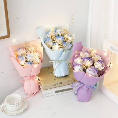 Good price Women's Day Creative Starry Gypsophila Rose Soap Flower Bouquet 20cm Multi-color Wrapped Mini Floral Gift for Multi-Festival Presents online