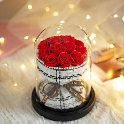 Good price Valentine Mother's Day Rose Soap Flower Gift in Glass Dome 32*17cm Evermore Handcrafted Art Decor Present online