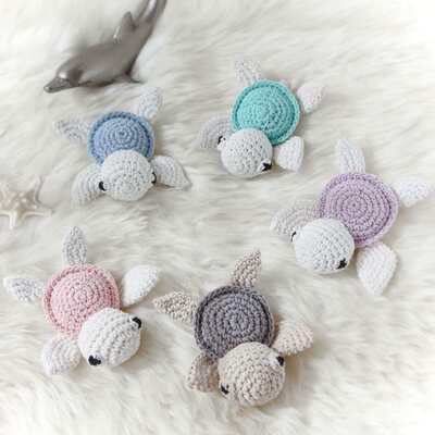 Good price Custom Handmade Crocheted Turtle Baby Toys Cute Amigurumi Doll Stuffed Animal Toy for Baby Kids Hand Knitted Tortoise Gifts online