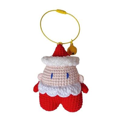 Good price New Christmas Knitted Dolls Handmade Wool Knitted Mini Stuffed Santa Claus Keychains Ornaments Custom Crochet Doll Crochet Toys online