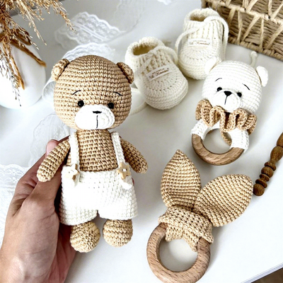 Good price New Amigurumi Children's Thanksgiving Gift Set Super Soft Plush PP Cotton Filled Crochet Cute Bear Wool Material online