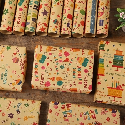 Good price Recyclable Gift Packing Kraft Paper Roll CMYK Color For Gift Wrapping online