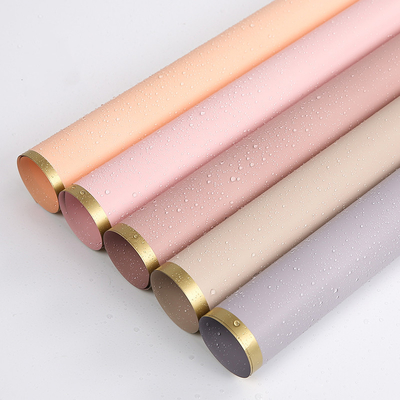 Good price Matt Florist Wrapping Paper 50 Micron Bouquet Wrap Sheets With Golden Border online