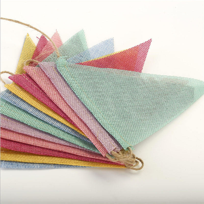 Good price Classic Linen Burlap Bunting Flags Party Decoration Items Colorful online