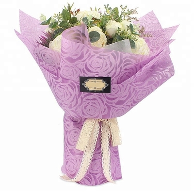 Good price Waterproof Embossed Polyester Florist Wrapping Paper Roll Big Rose Pattern 60cm online